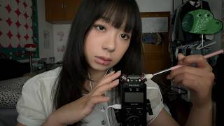 ASMR Ear Cleaning on Tascam with Rain Sounds