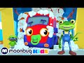 Muddy Baby Truck's Carwash Bath Time | Gecko's Garage Trucks For Children & Babies | Moonbug Kids