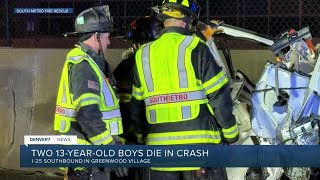 Two 13-year-old boys die after crash involving 6 on SB I-25 near Fiddler's Green