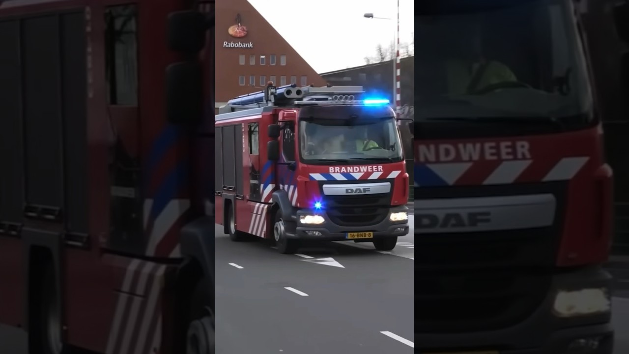 Tankautospuit brandweer Groningen Sontweg met spoed onderweg naar Autobrand! 