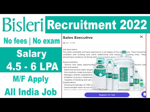 Download Bisleri job recruitment 2022 | Private company job | Bisleri company job | New job recruitment 2022