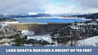 Lake Shasta reaches a height of 118 feet nearly 30 feet above sea level