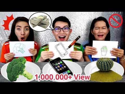 ชาเลนจ์วาดมัน vs ทานมัน อาหาร วาดรูปได้เงิน 100,000 บาท #Mukbang DRAW AND EAT FOOD CHALLENGE:ขันติ