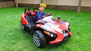 funny dima unboxing super sport car power wheels polaris slingshot