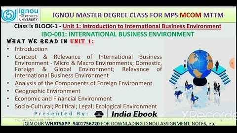 MCOM IBO-001_Unit-1 Intro to International Business Environment (Block-1)