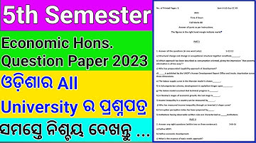 5th Semester Economics Honours Question Paper 2023 | All University 5th Semester Selective Question