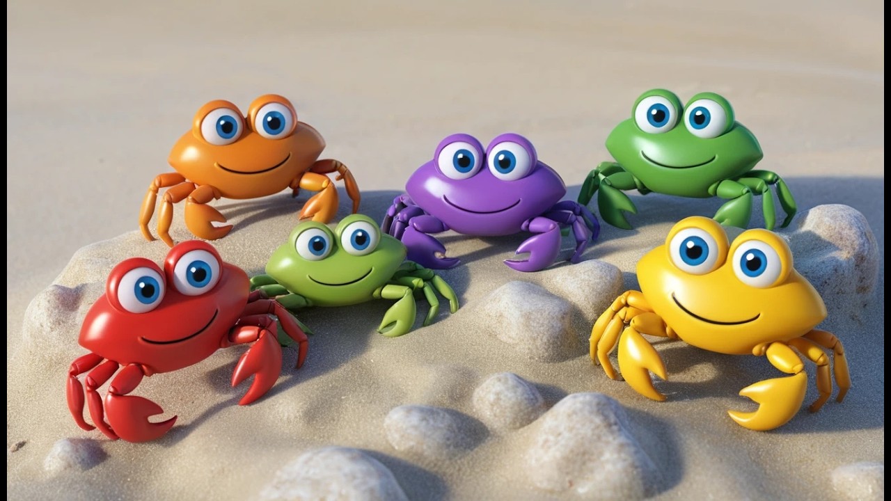 Fünf kleine Krabben huschen am Strand entlang | Lustiges Meereslied & Zählen lernen