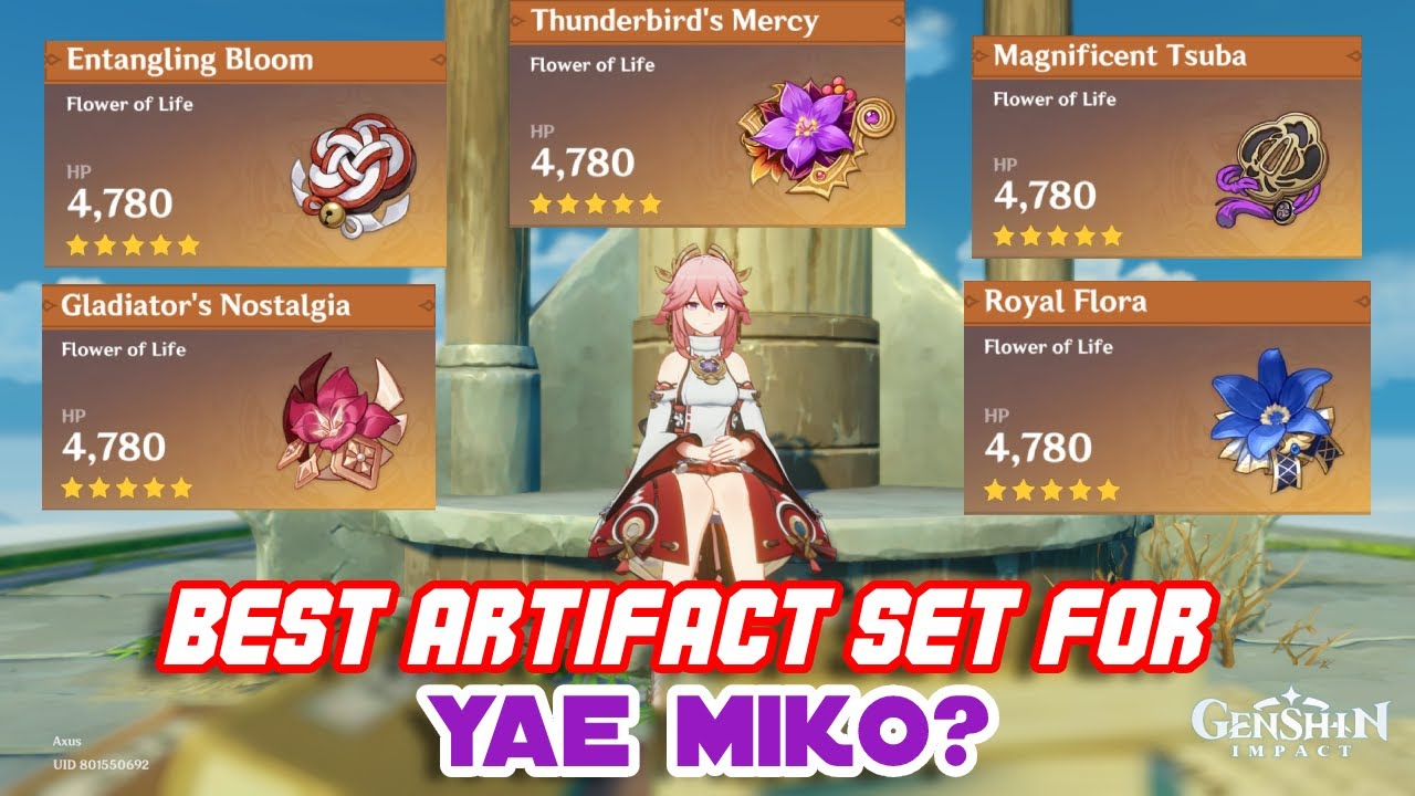 Yae Miko 2 Shimenawa Vs 2 Thundering Fury Vs 4 Emblem Vs 2 Noblesse Artifacts