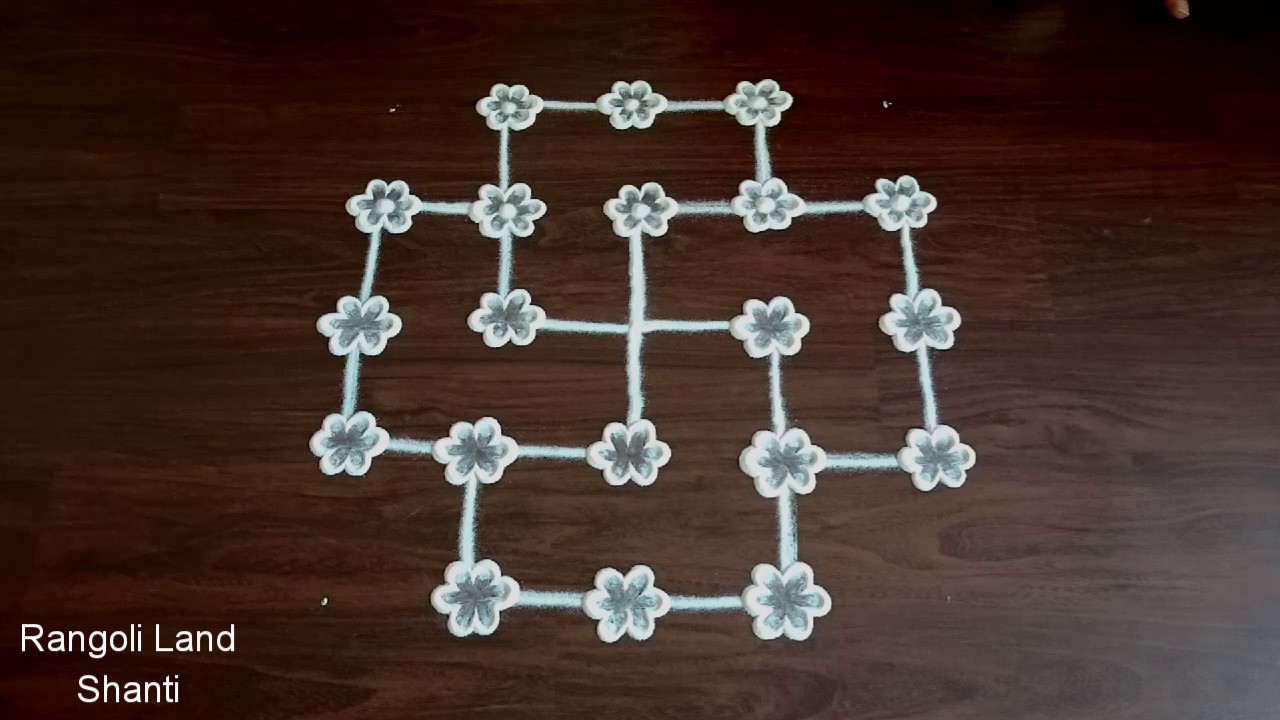 Line Rangoli 5x5 5x5 dots rangoli || swastik Rangoli || by Rangoli land shanti - YouTube