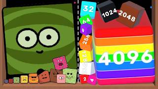 SQUARE GAME /vs/ JELLY MERGE 4096, Watermelon Block 3D - Fruit Drop, Cubes 2048, Suika Merge Games screenshot 1