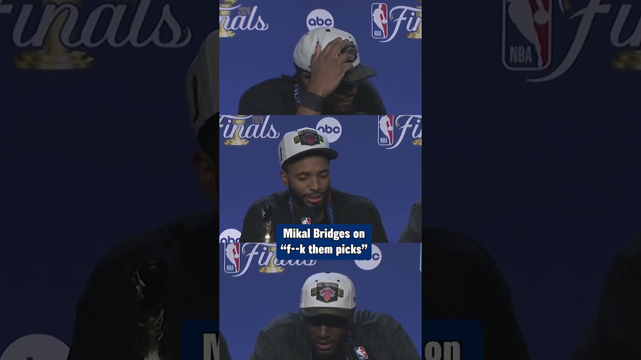 Mikal Bridges on the "F--- Them Picks" chants after Knicks won the title