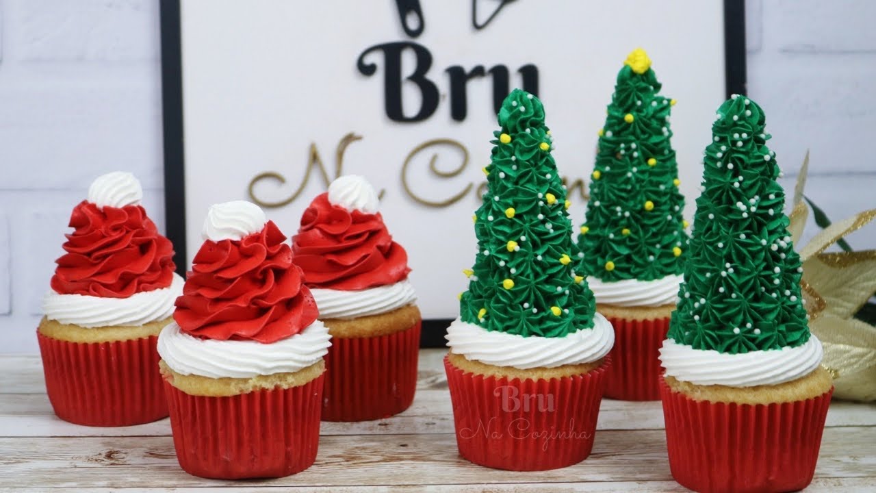 CUPCAKE DE NATAL - DECORANDO CUPCAKE NATALINO - NATAL 2022 | Bru Na Cozinha |