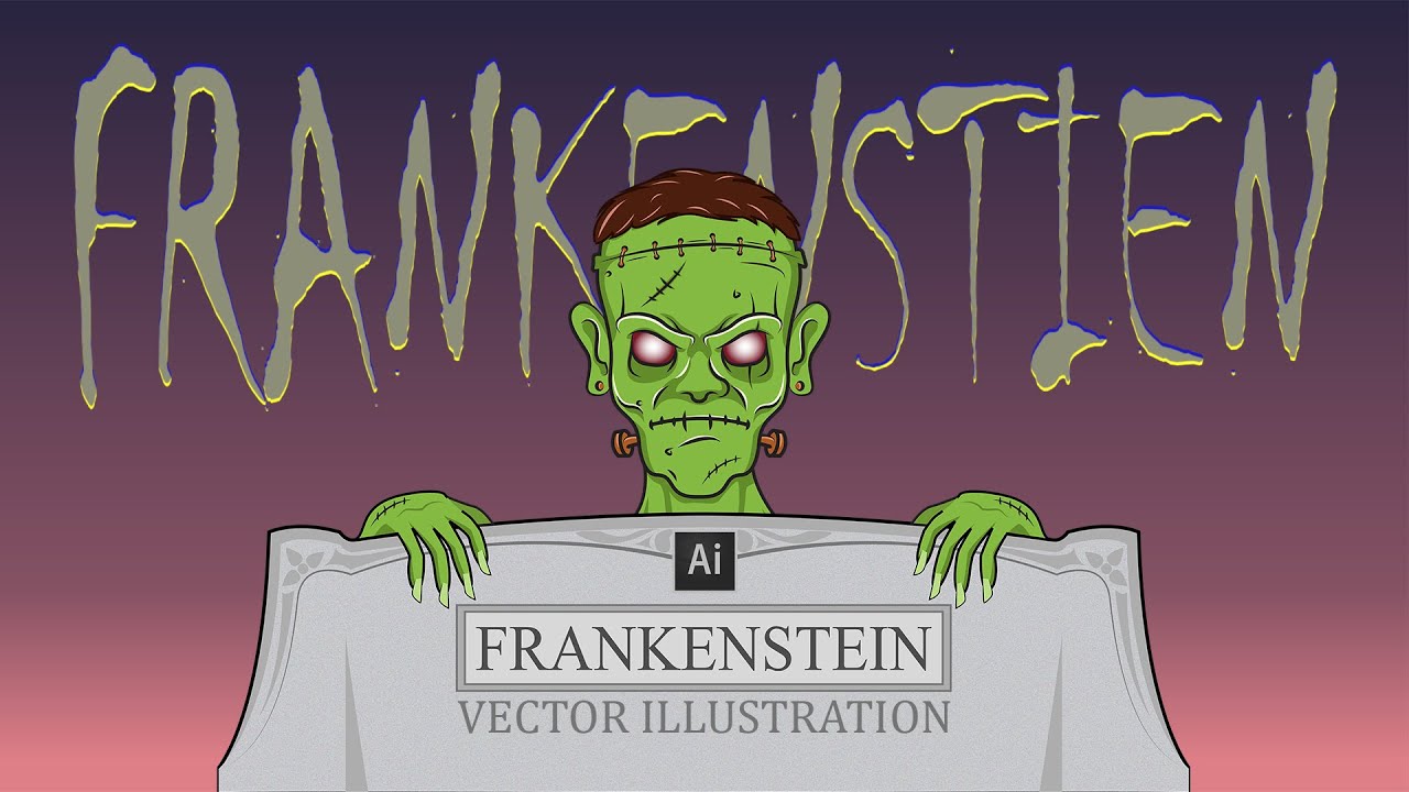 Frankenstein scary face illustration | Adobe illustrator | Vector Art | Speed Art