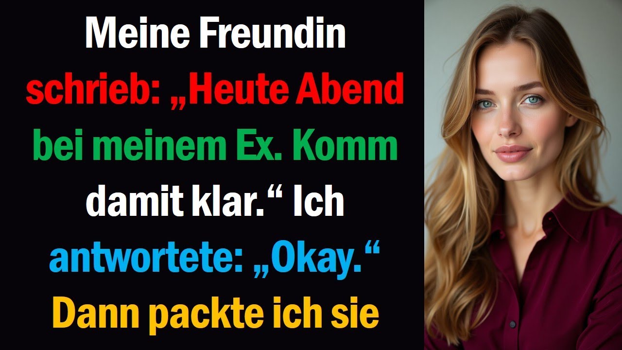 Meine Freundin schrieb: „Heute Abend bei meinem Ex. Komm damit klar.“ Ich antwortete: „Okay.“