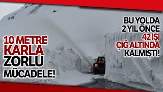 Kar Kalınlığının 10 Metreyi Bulduğu Bahçesaray Yolunda Zorlu Mücadele