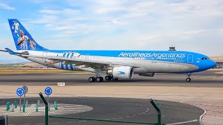 (4K) Madrid Airport Plane spotting - Colorful Aerolinéas Argentinas planes in action!