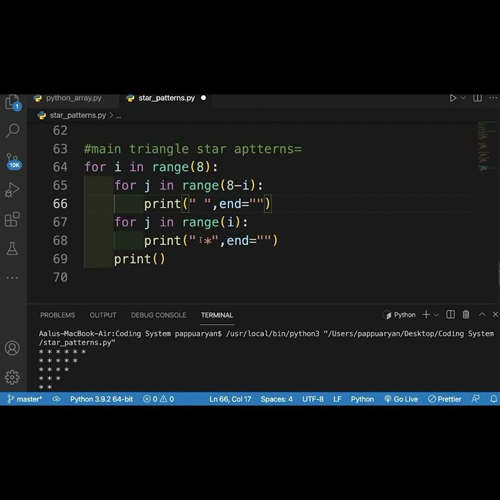 python pyramid shape |for loop star patterns |python3 star patterns ...