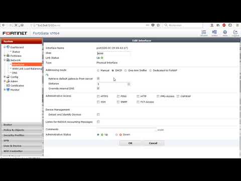 First configuration of the Fortigate VM64