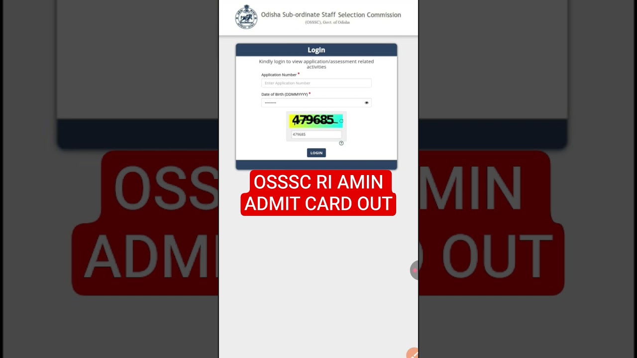 OSSSC RI AMIN ADMIT CARD OUT