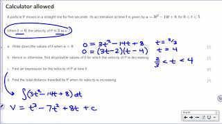 [IB Math SL] Exam Review Example: (Longer) Kinematics