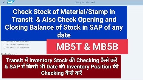 How to Find Stock in Transit & Stock Balance for any date in SAP | MB5T & MB5B | #sap #sapmm