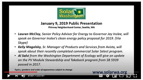 Solar Washington January 2019 Public Solar Forum