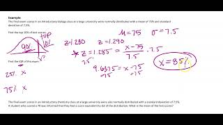 MATH 1342 - Inverse Normal Calculations