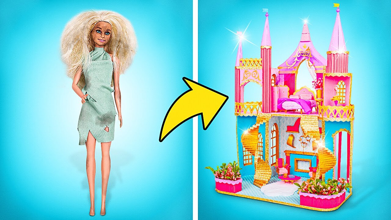 BARBIE IS HOMELESS? NO WAY! Cool Dollhouse Crafts and Makeover Ideas