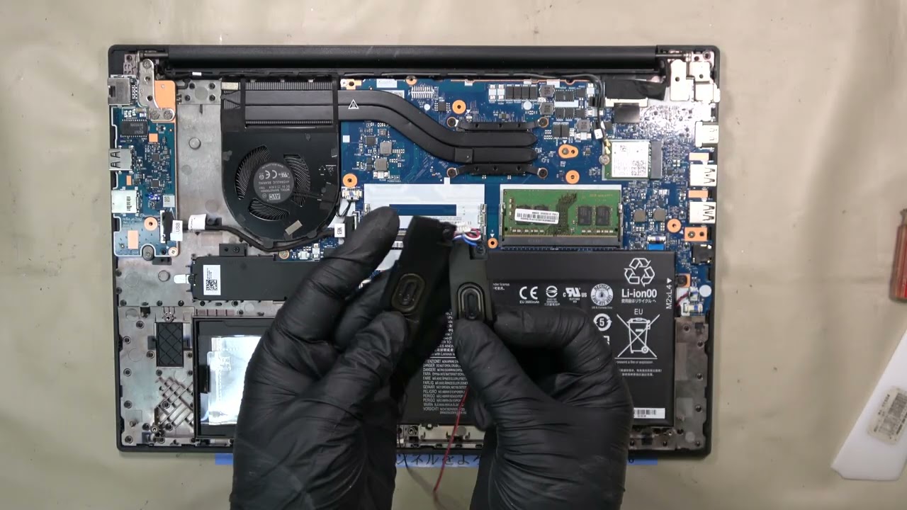 Lenovo ThinkPad E595｜スピーカー取り外し・交換手順（ナレーション