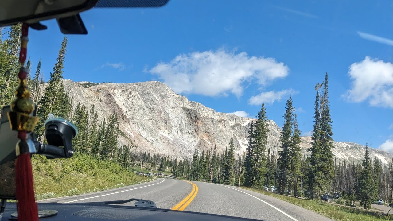 Driving through Medicine Bow National Forest - Laramie, Wyoming.