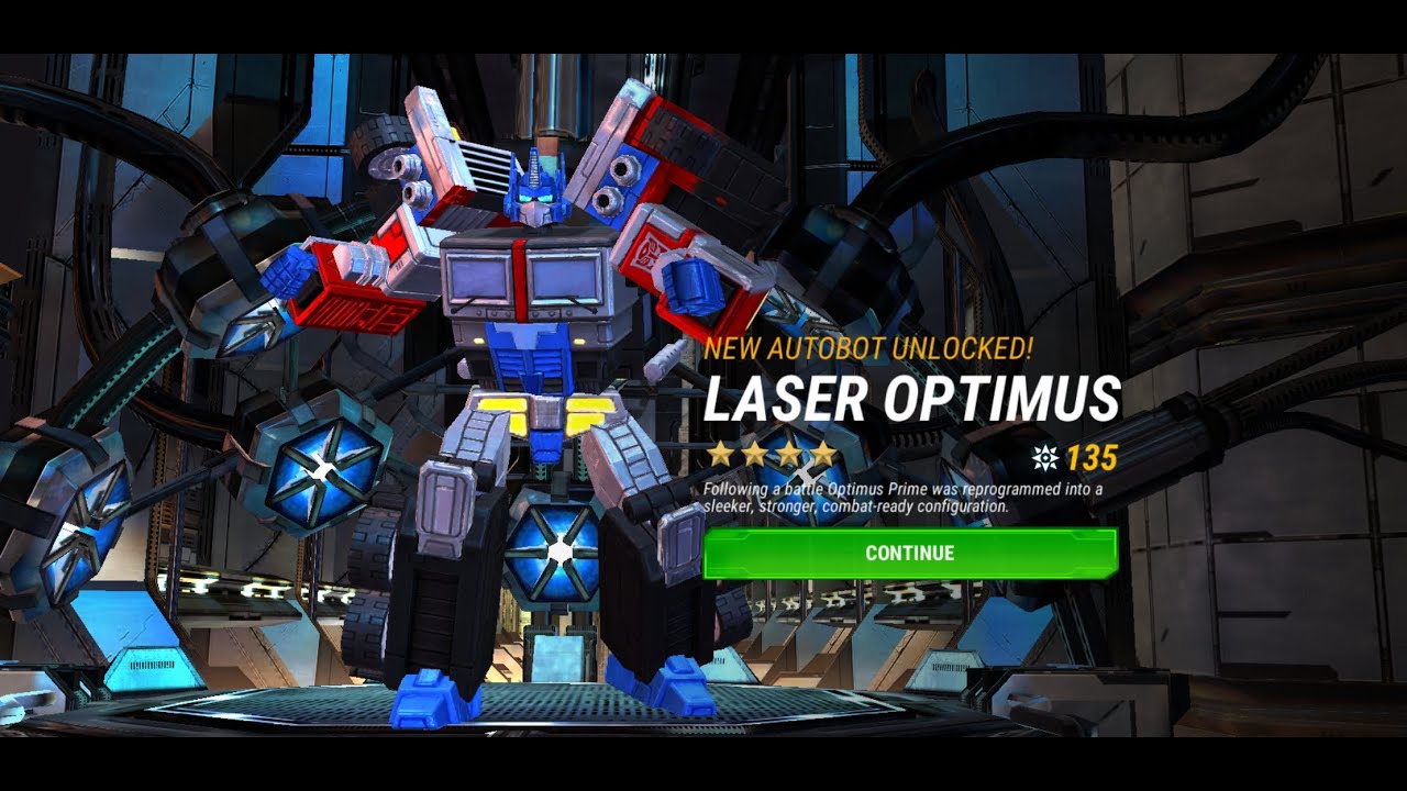 Pt. 1 Transformers Earth Wars 4 Star Laser Optimus Prime Level 1 - 10 ...