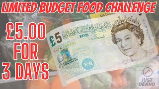 LIMITED BUDGET FOOD CHALLENGE  £5.00 for 3 Days  Can it be done?  Frugal Living  Cheap Discounts