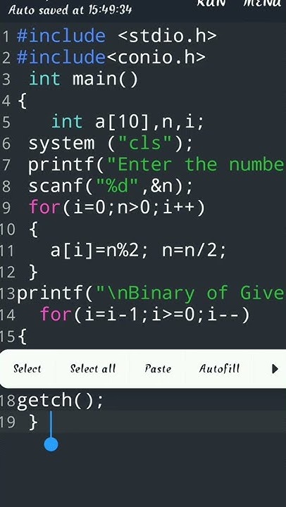 write a program to convert decimal to binary | c programming language ...