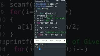 write a program to convert decimal to binary | c programming language | coding #cprogramming
