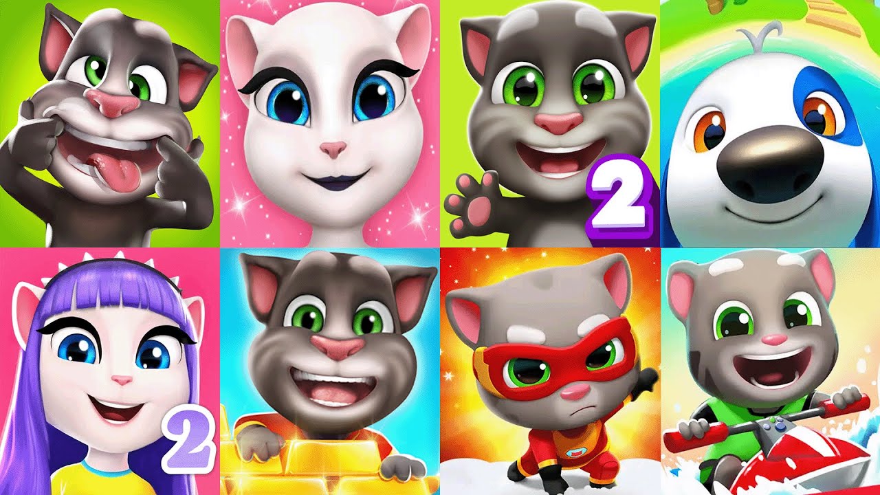 Talking Tom2 vs Angela2 vs Gold Run vs Tom vs Angela vs Hank islands vs ...