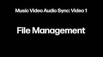 Audio Sync: Video 1 (File Management)