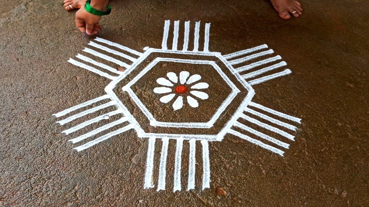 Aani madham easy simple kolam|5*3 traditional kolam|Friday special kolam|Beaautiful Super rangoli