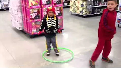 Mason trying to hula-hoop