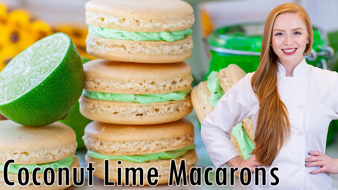 Coconut Lime Macarons Recipe - with Lime Buttercream & Lime Curd Filling!!