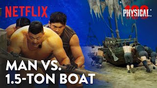 How will 10 people push a giant boat across the sand? | Physical: 100 Ep 6 [ENG SUB]