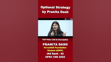 Optional Strategy by Pranita Dash | IAS Rank-42 | #shorts #upsc #forumias