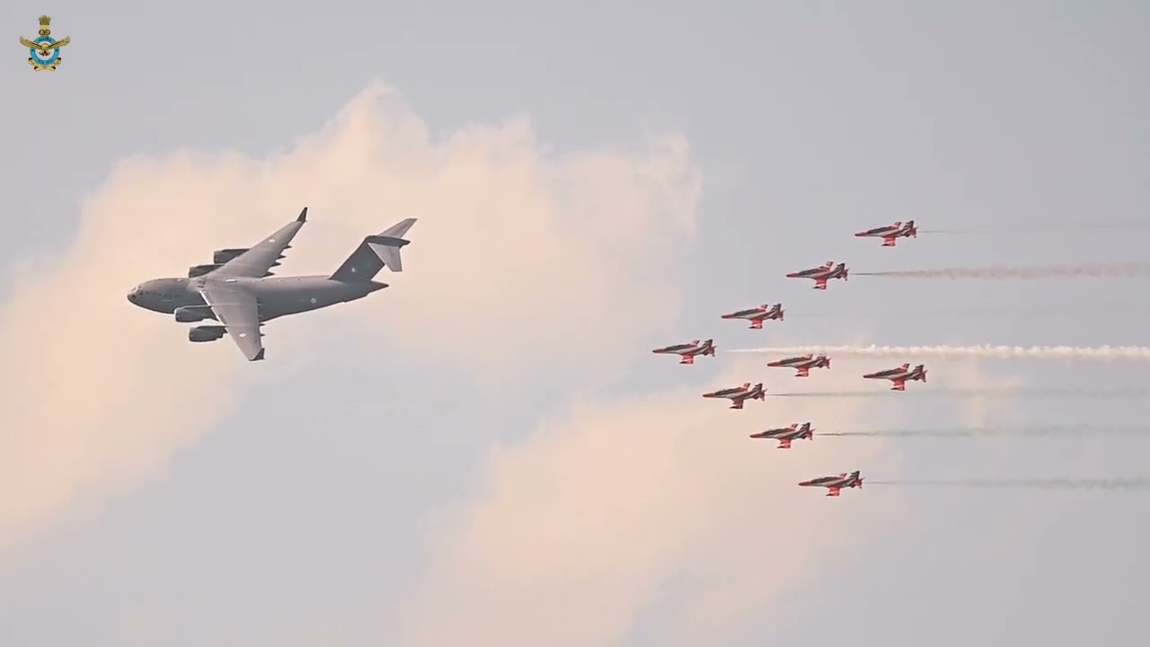 Indian Air Force aircraft over the Brahmaputra at the IAF Flying Display 2025