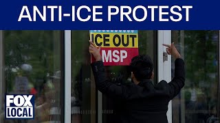 Anti-ICE protesters gather outside St. Paul federal building