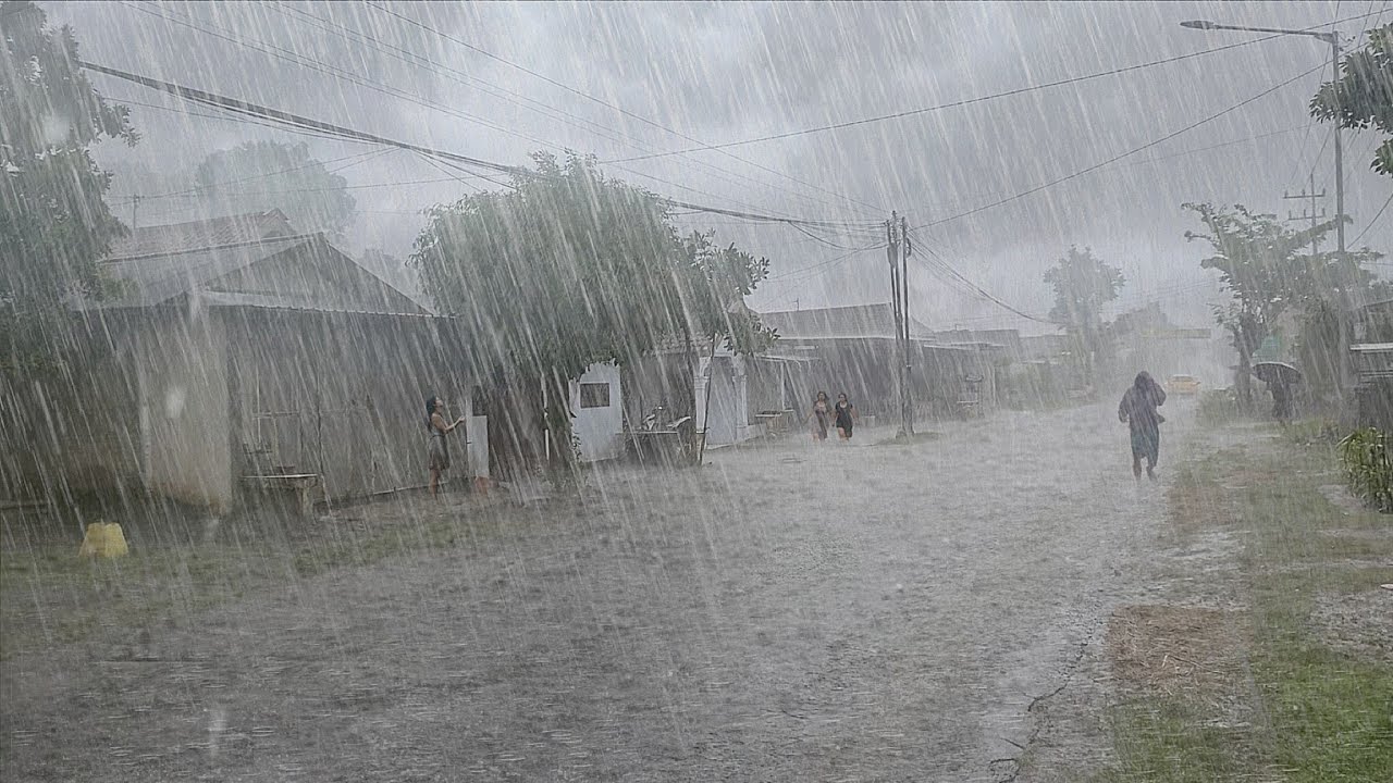 The biggest rainstorm in the village's history, strong winds and lightning hit the village again