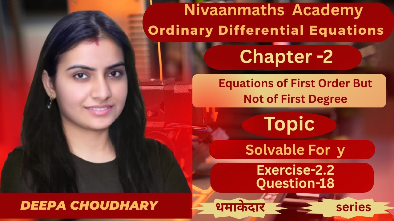 L-113|| Solvable for y||Ordinary Differential Equation||Nivaanmaths Academy|| B.Sc. mathematics
