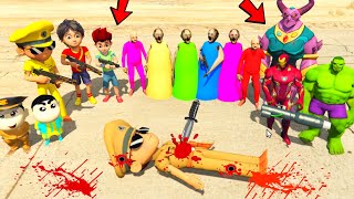 Little Singham 😳Kicko Shiva😎 Shinchan Ironman Kidnapped 🤬By Granny And Kaal 😍in GTA 5 Gameplay screenshot 5