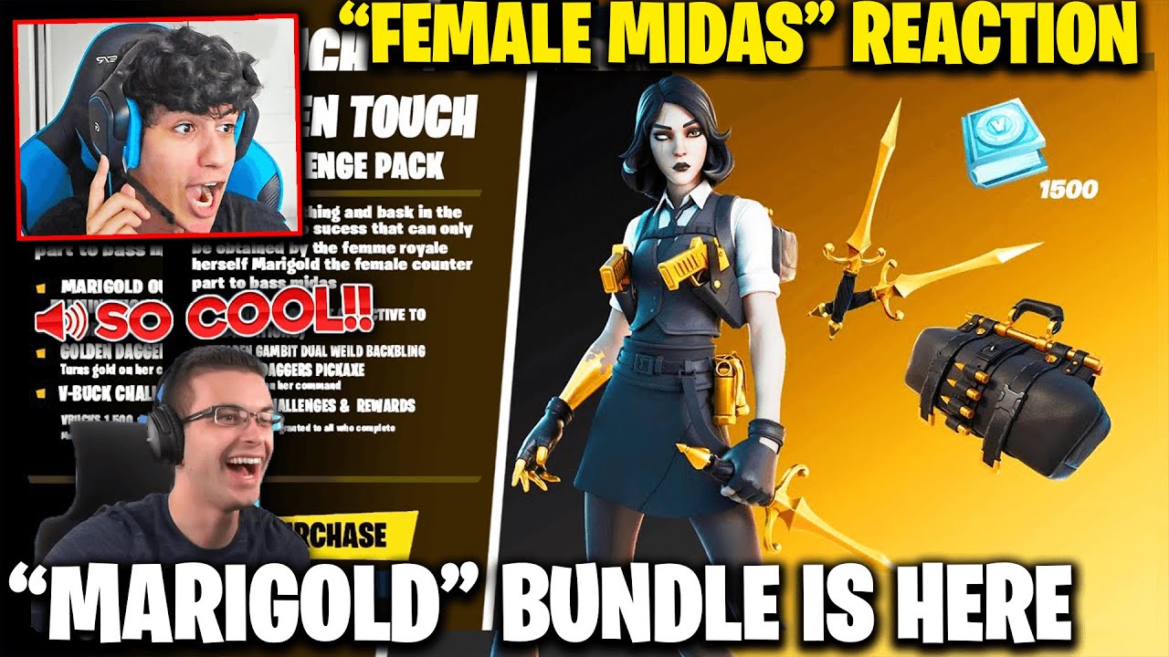 Реакция стримеров на женский облик Мидаса в магазине предметов Fortnite — облик «Мариголд» Fortnite