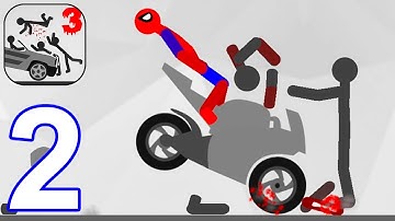 Stickman Destruction 3 Heroes - Gameplay Walkthrough Part 2 Spiderman VS Car & Bike (Android,iOS)