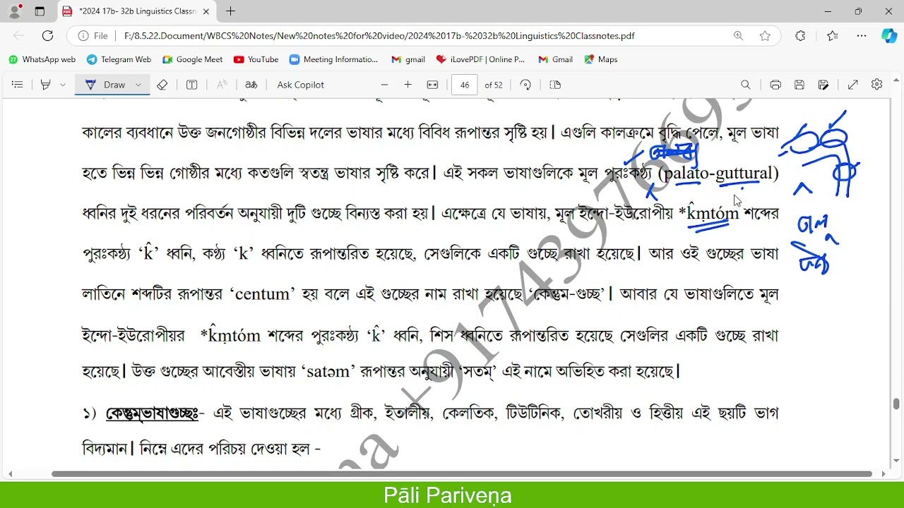 P30b WBCS Pali Optional Class | Paper I Sec A | Indo European Language Family