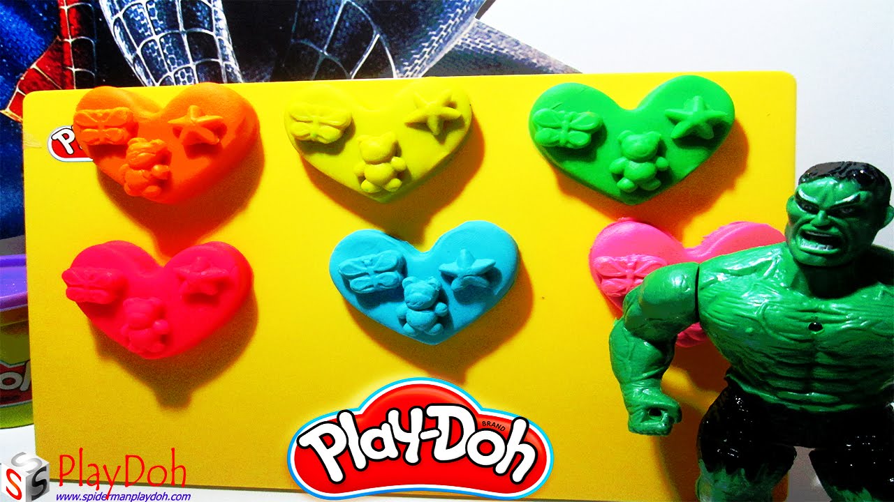 Spiderman Play Doh Hulk Cartoon Play And Learn Colours With Play Doh